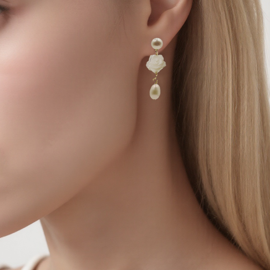 Lily Bloom Pearl Drop Earrings in Gold