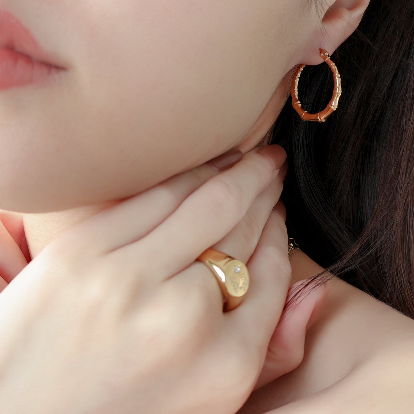 Jodie Bamboo Textured Hoop Earrings