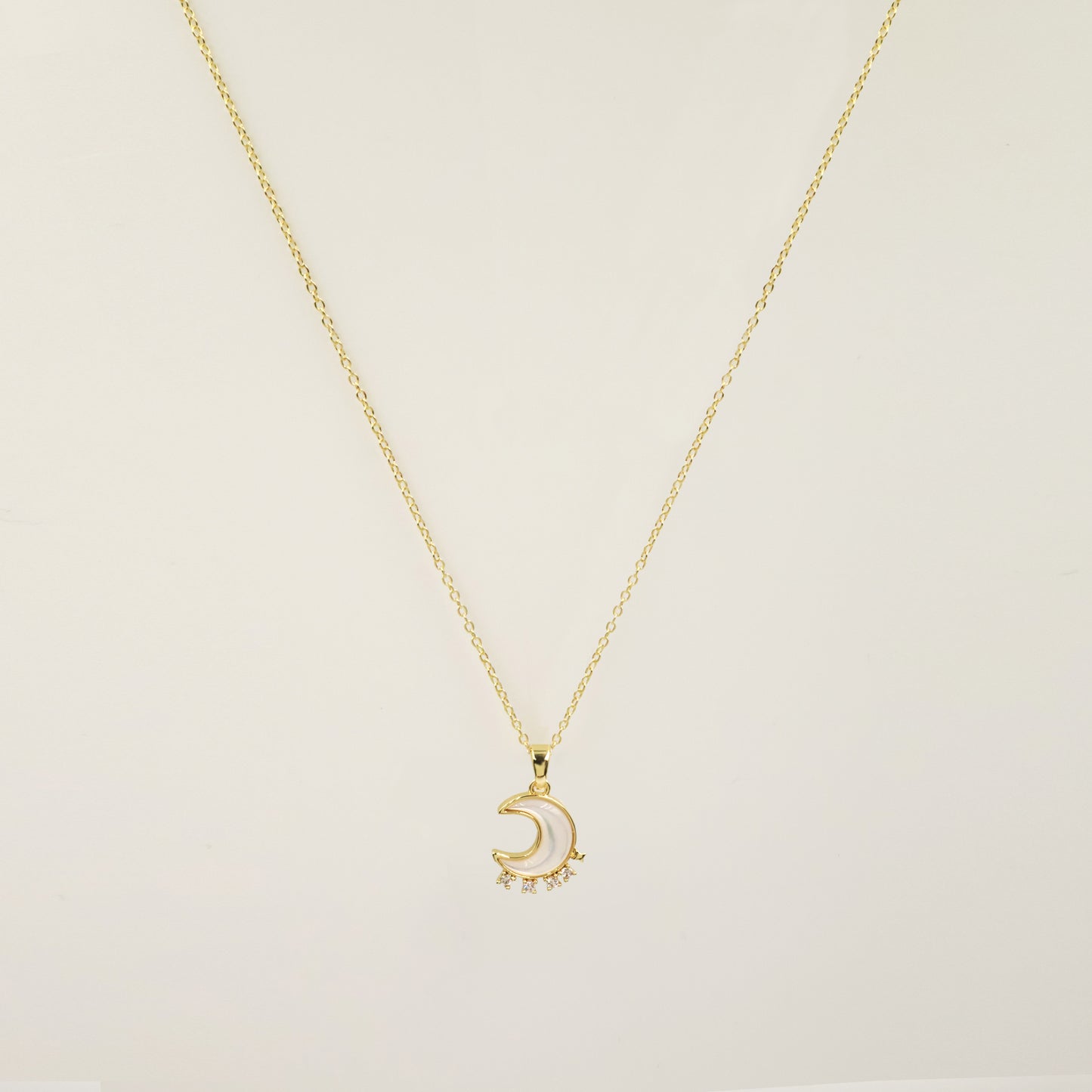 Luna Mother of Pearl Necklace in Gold