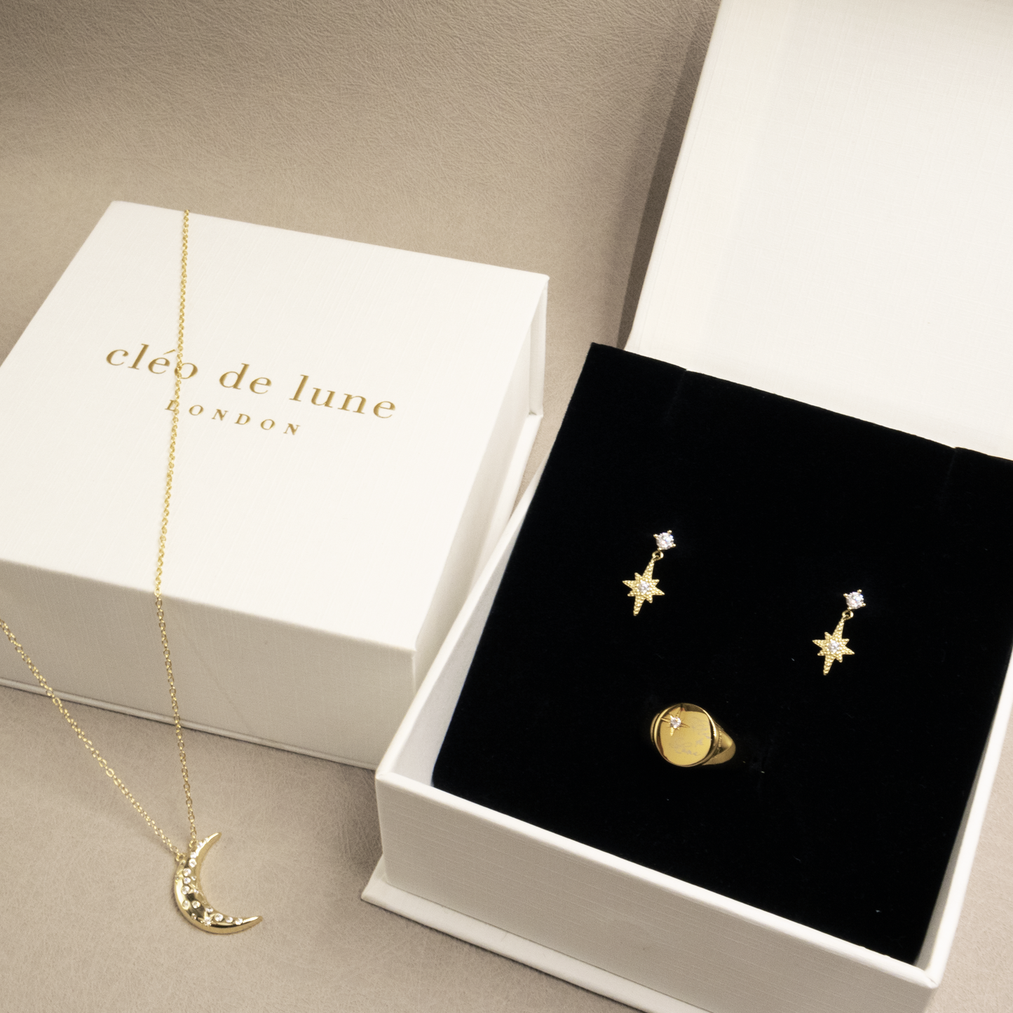 Lunar Sparkle Earrings in Gold