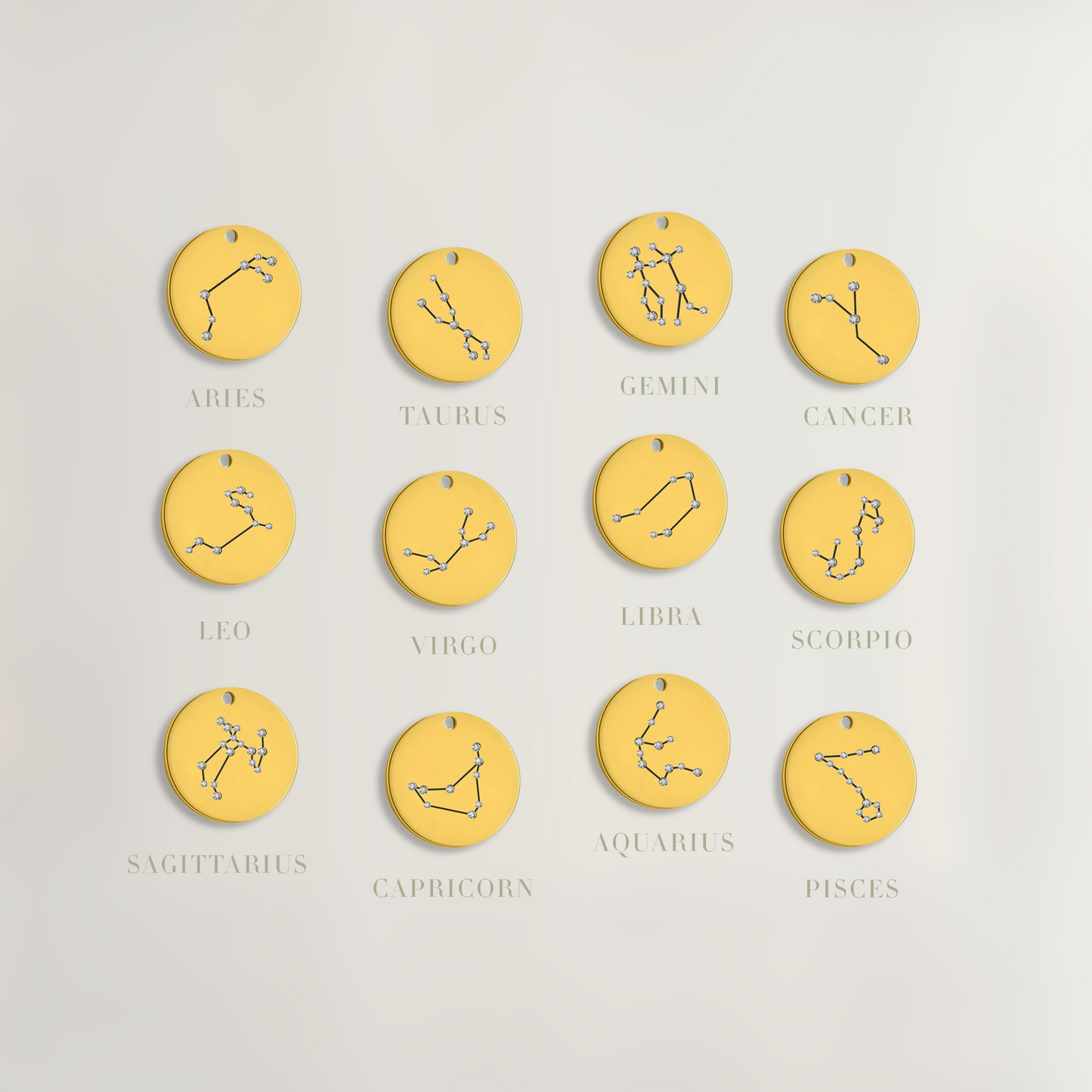 Zodiac Necklace with Pearl in Gold