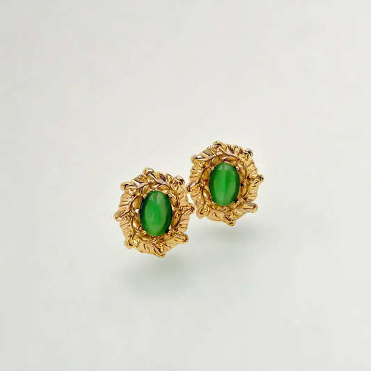 Josephine Emerald Moonstone Earrings in Gold