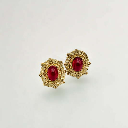 Josephine Garnet Moonstone Earrings in Gold