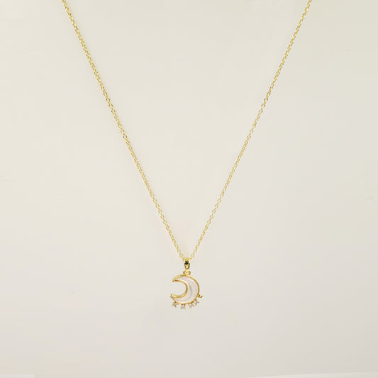 Luna Mother of Pearl Necklace in Gold
